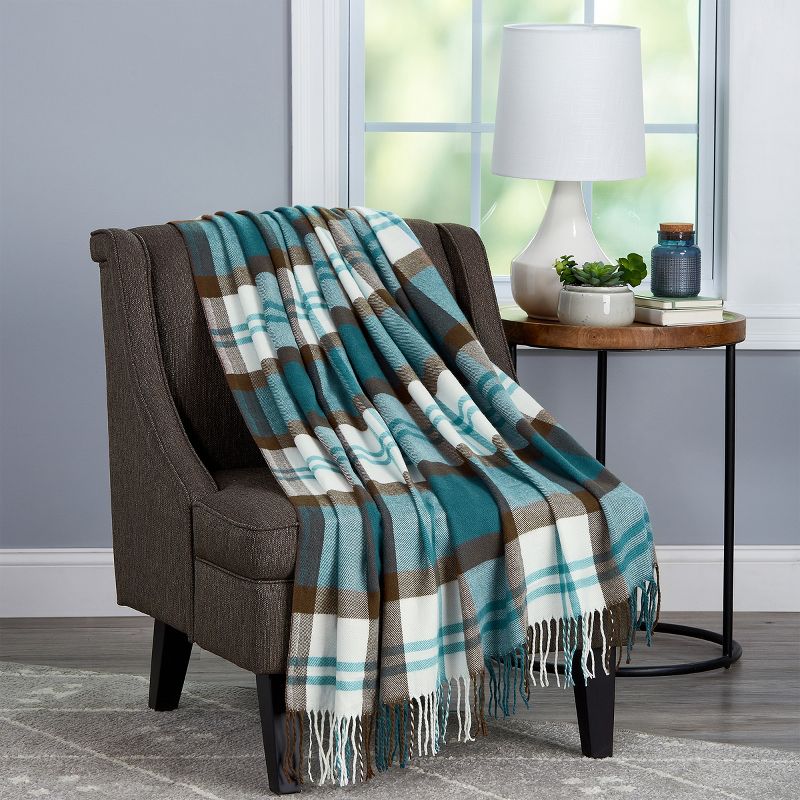 Hastings Home Soft Faux Cashmere-Style Acrylic Throw Blanket - 70" x 60", Bristol Plaid, 2 of 5