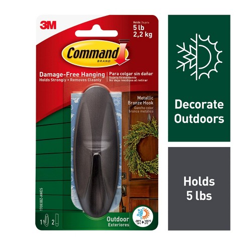 Command 1 Hook 2 Strips Large Sized Outdoor Designer Hook With