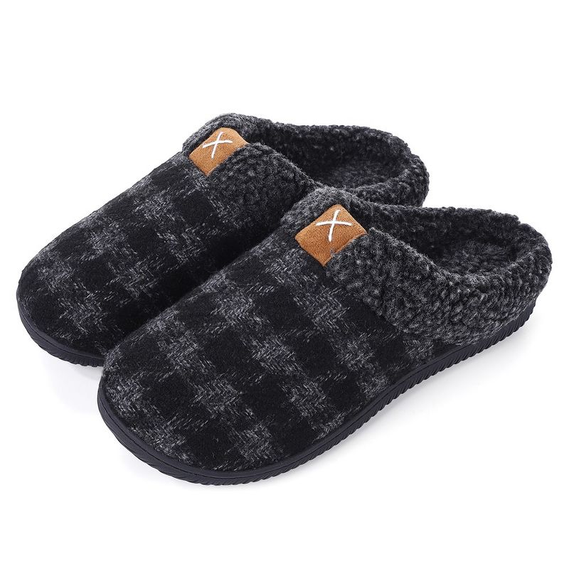 Men's House Memory Foam Slippers Closed Toe House Shoes with Indoor Outdoor Rubber Sole, 1 of 7
