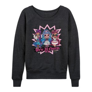 Women's - LOL Surprise! - We're All Queens Lightweight French Terry Wide Neck Long Sleeve Shirt - 1 of 4