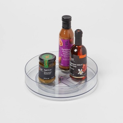 11 Low Plastic Lazy Susan Turn Table Clear - Brightroom™: Kitchen Cabinet Organizer, Polyethylene, Stainless Steel