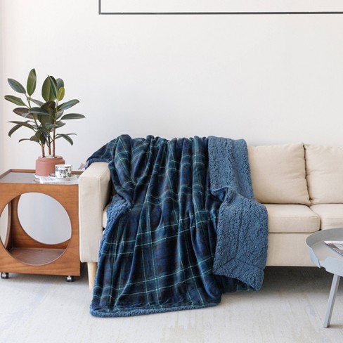 Navy plaid throw blanket sale