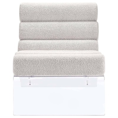 Ivory Bouclé Upholstered Armless Accent Chair with Clear Acrylic Frame
