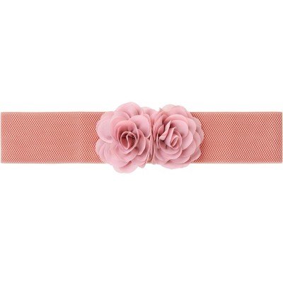 Elerevyo Women's Big Double-Flower Stretchy Elastic Wide Chunky Dress Waistband Belts