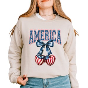 Simply Sage Market America Flag Cherries Coquette Sweatshirt - 1 of 4
