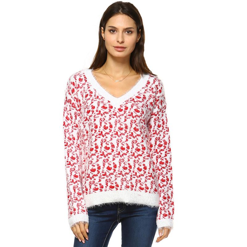 Women's Leopard Printed Sweater - White Mark, 1 of 4