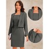 INSPIRE CHIC Women's Sleeveless Long Sleeve Cropped Blazer Work Outfit Business Bodycon Dress Suit Set - 2 of 4