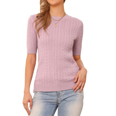 INSPIRE CHIC Women's Crew Neck Short Sleeve Knit Casual Sweaters