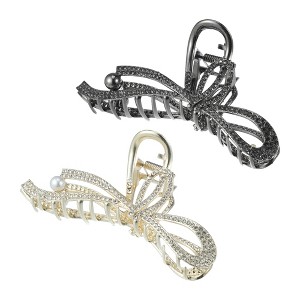 Unique Bargains Faux Pearl Bow Hair Clips and Pins 2 Pcs - 1 of 4