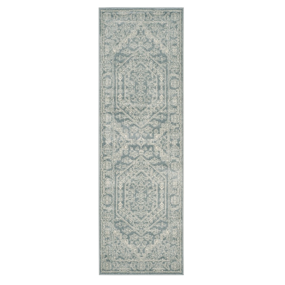 3'x12' Runner Slate/Ivory Medallion Loomed - Safavieh