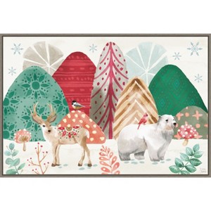 Amanti Art Snowy Christmas Critters I by Dina June Canvas Wall Art Print Framed 33-in. x 23-in. - 1 of 4