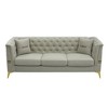 TiramisuBest 82.67" Modern Velvet 3-Seater Chesterfield Style Beige Couch for Living Room with 2 Pillows - Beige - 4 of 4