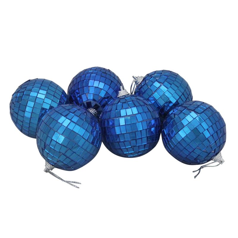 Northlight 6ct Lavish Blue Mirrored Glass Disco Ball Christmas Ornaments 2.75" (70mm), 2 of 4