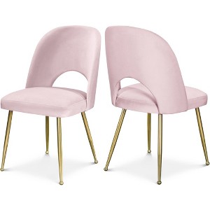 Meridian Furniture,Logan Velvet Dining Chair, Set of 2 - 1 of 4
