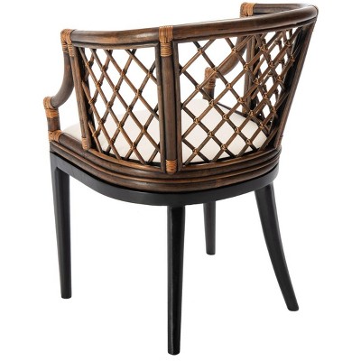 Monaco Coastal Chic Brown Rattan Armchair with Soft White Cushion