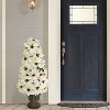 Puleo 36" Pre-Lit Battery-Operated Artificial Potted White Poinsettias - 2 of 4