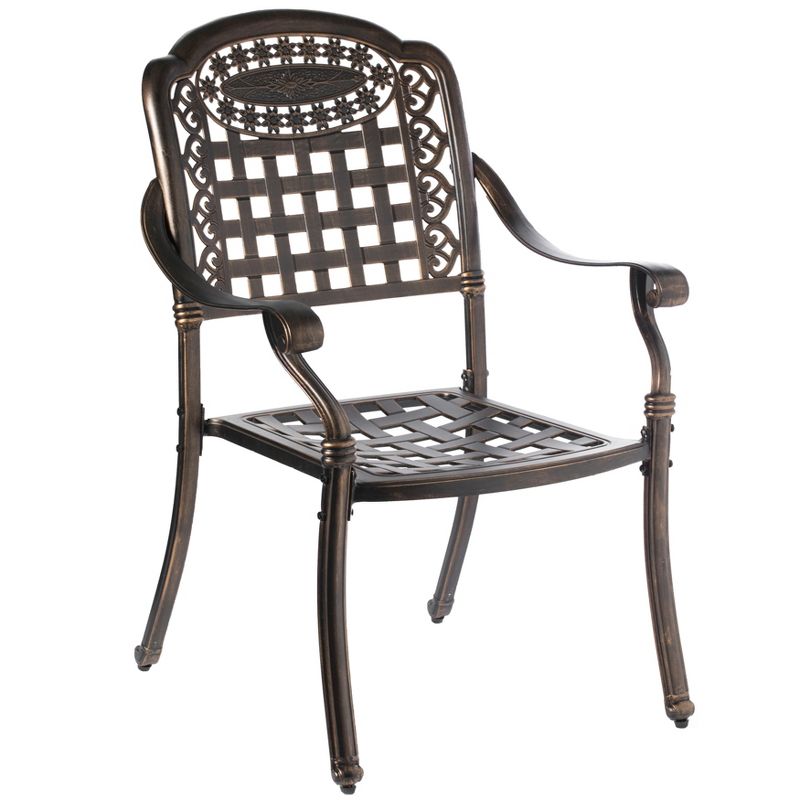 Gardenised Indoor and Outdoor Bronze Dinning Set 6 Chairs with 1 Table Bistro Patio Cast Aluminum., 5 of 12