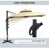 10ft Offset Patio Umbrella, Hanging Cantilever Umbrella, Square Shape, Aluminum Cross Base, Tilt, 360-Degree Rotation, Beige - 2 of 4
