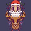 Women's Design By Humans Santa and The Reindeer By PentoolKnight Racerback Tank Top - 2 of 3
