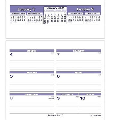 AT-A-GLANCE 2022 7" x 6" Weekly Calendar Refill Flip-A-Week Multicolor SW705X-50-22