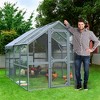ELJGET 110" Metal Chicken Coop, Outdoor Large Chicken Run Rabbit Pet Playpen with Waterproof Cover for Yard Backyard Farm, Gray - 2 of 4