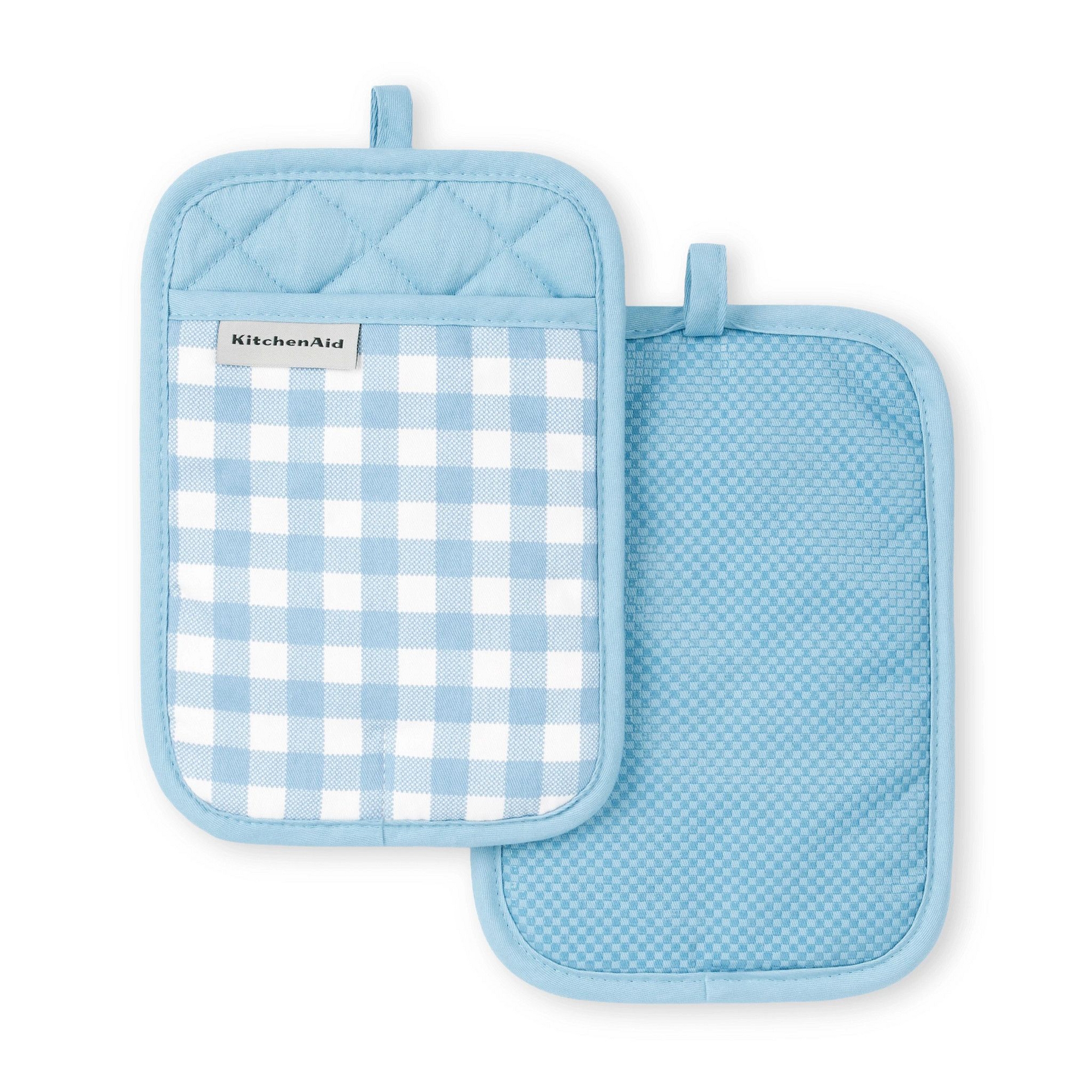 KitchenAid Gingham Pot Holders 2-Pack, Blue Velvet