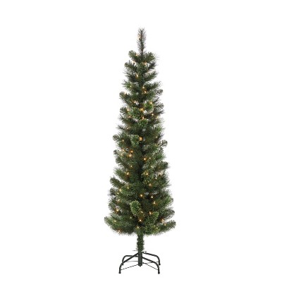Sterling 6.5-foot Hard/Mixed Cashmere Needle Pencil Tree with 150 Warm White Lights