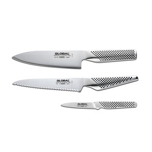 Global 3 Piece Kitchen Knife Set, 6-Inch Chef's, 6-Inch Utility, 3-Inch Paring - 1 of 4