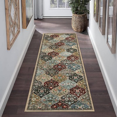 coucheta Washable Vintage Area Rugs, Non-Slip Stain-Resistant Ultra-Soft Low Pile Carpet, Easy to Clean Indoor Rugs, for Office, Bedroom, Living Room