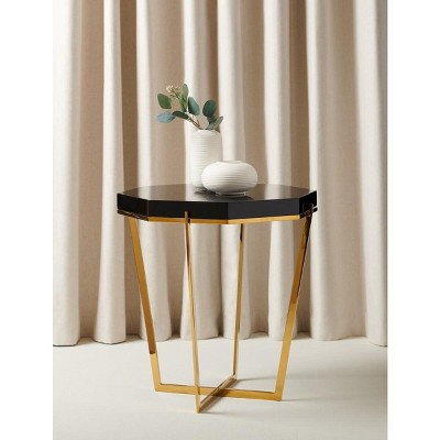 Transitional Octagonal Danna End Table in Gold and Black