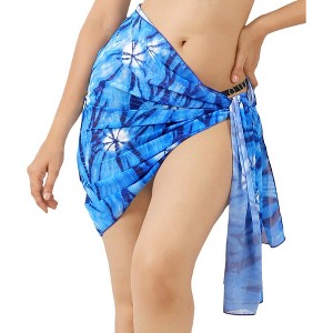 HAPPY BAY Women's Bikini Beach Wrap Swim Cover Up Swimwear Skirt Summer Wraps Beachwear Sarong Coverups Swimsuits for Women One Size Blue,Tie Dye - 1 of 4