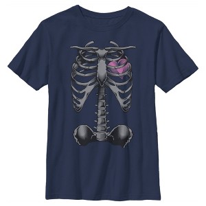 Boy's Lost Gods Halloween Skeleton Rib Cage Heart T-Shirt - 1 of 4