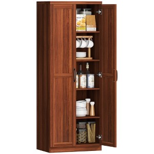 HOMCOM 63" 2-Door Kitchen Pantry, Freestanding Storage Cabinet with 2 Adjustable Shelves for Kitchen or Living Room - 1 of 4