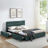 DOMETOUR Queen size cushioned bed, comfortable cushioned bed frame, headboard and solid bed frame - green+Blue (85 x 66 x 36 inch) - 2 of 4