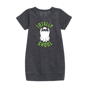 Girls' - Instant Message - Fall Graphic Short Sleeve Fleece Dress - 1 of 4