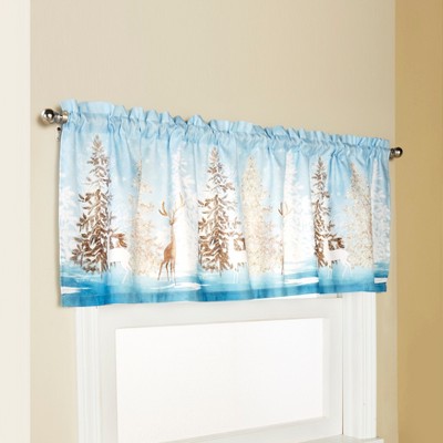 Lakeside Christmas Window Valance - Winter Wonderland Valance for Bathroom Window