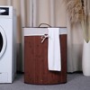 Bamboo Laundry Hamper with Dual Compartments, Foldable Storage Basket with Lid, Machine Washable Liner for Bedroom - 2 of 4
