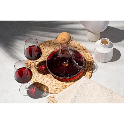 Clear Crystal Glass Wine Decanter with Cork Stopper
