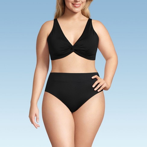 Lands End Women s Plus Size Ddd cup Twist Front Underwire Bikini Swimsuit Top 18w Black Target