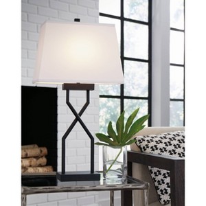 Signature Design by Ashley (Set of 2) Brookthrone Table Lamps Black/Gray: Modern Design, USB Ports, 3-Way Switch - 1 of 4