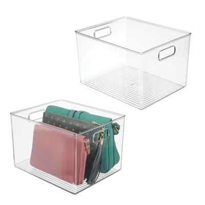 mDesign Plastic Closet Storage Organizer Container Bin, Handles