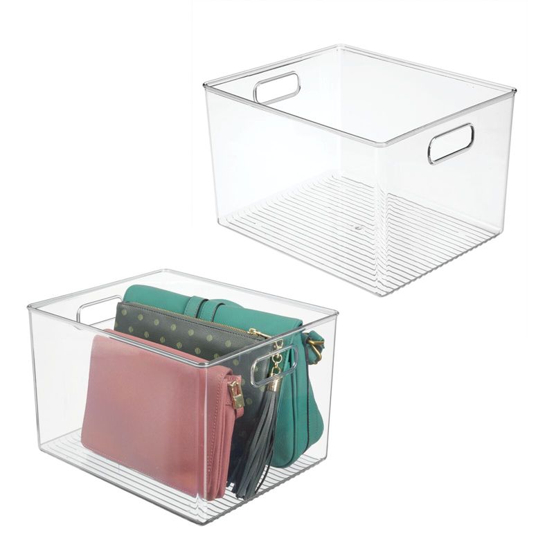mDesign Plastic Closet Storage Organizer Container Bin, Handles, 1 of 10