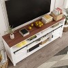 Jojoka Farmhouse Sliding Barn Door TV Stand for 50/60 inch, Adjustable Shelf,White - 4 of 4