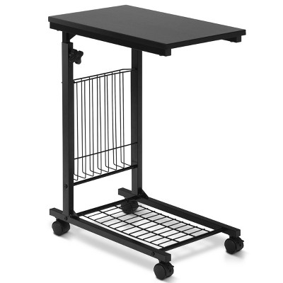 Tangkula Snack Magazine Sofa End Table Rolling Casters Height Adjustable