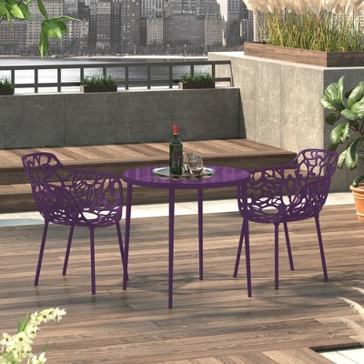 Devon Purple Aluminum Outdoor Dining Armchair Set of 2
