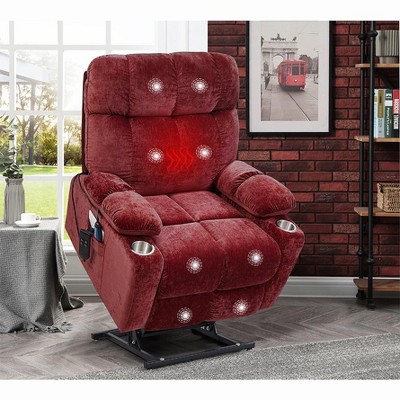 Dual Motor Power Lift Recliner Chair for Elderly, Infinite Position, Lay Flat 180° Power Lift Recliner Chair Sofa With Heating and Massage