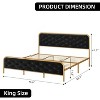 Acekool King Size Velvet Upholstered Platform Bed Frame with Button Tufted Curved Headboard & Gold Metal Frame - 2 of 4