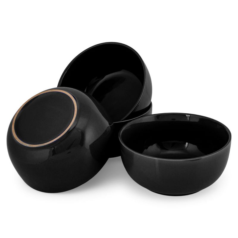 Elanze Designs Bistro Glossy Ceramic 6.5 inch Soup Bowls Set of 4, Black, 4 of 7