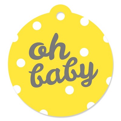 Big Dot of Happiness Hello Little One - Yellow and Gray - Neutral Baby Shower Party Favor Gift Tags (Set of 20)