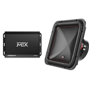 MTX TERMINATOR 500-Watt RMS 2Ω Mono Block Class D Amplifier and MTX Audio S6512-44 S65-Series Square 12" 500W RMS Dual 4-Ohm Subwoofer - 1 of 4